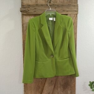 KIM BY KIM ROGERS LONG SLEEVE SINGLE BREASTED CAREER GREEN BLAZER